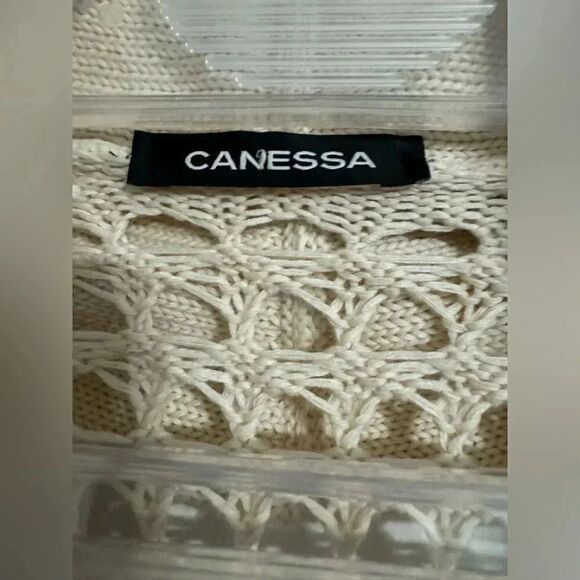 Canessa open-knit sea patch cardigan |Size 1x | 100%cotton | Made in Italy - Picture 6 of 11